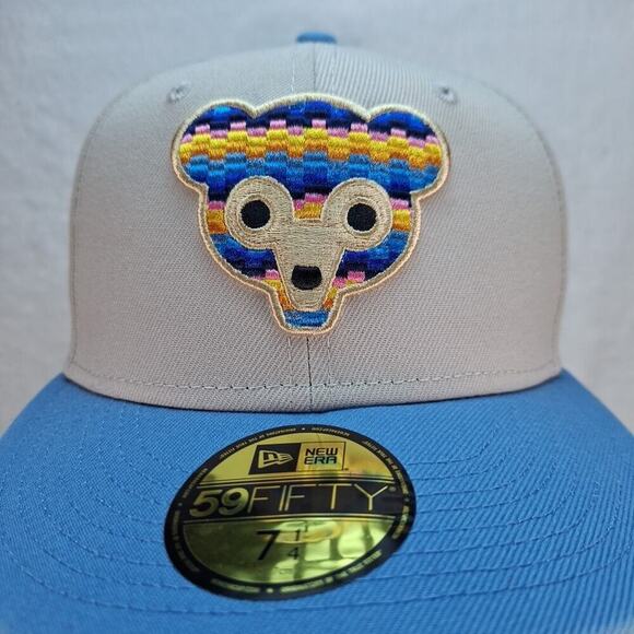 New Era 59Fifty Chicago Cubs Fitted Hat Cap 7 1/4 BEACHFRONT MLB - Picture 2 of 7